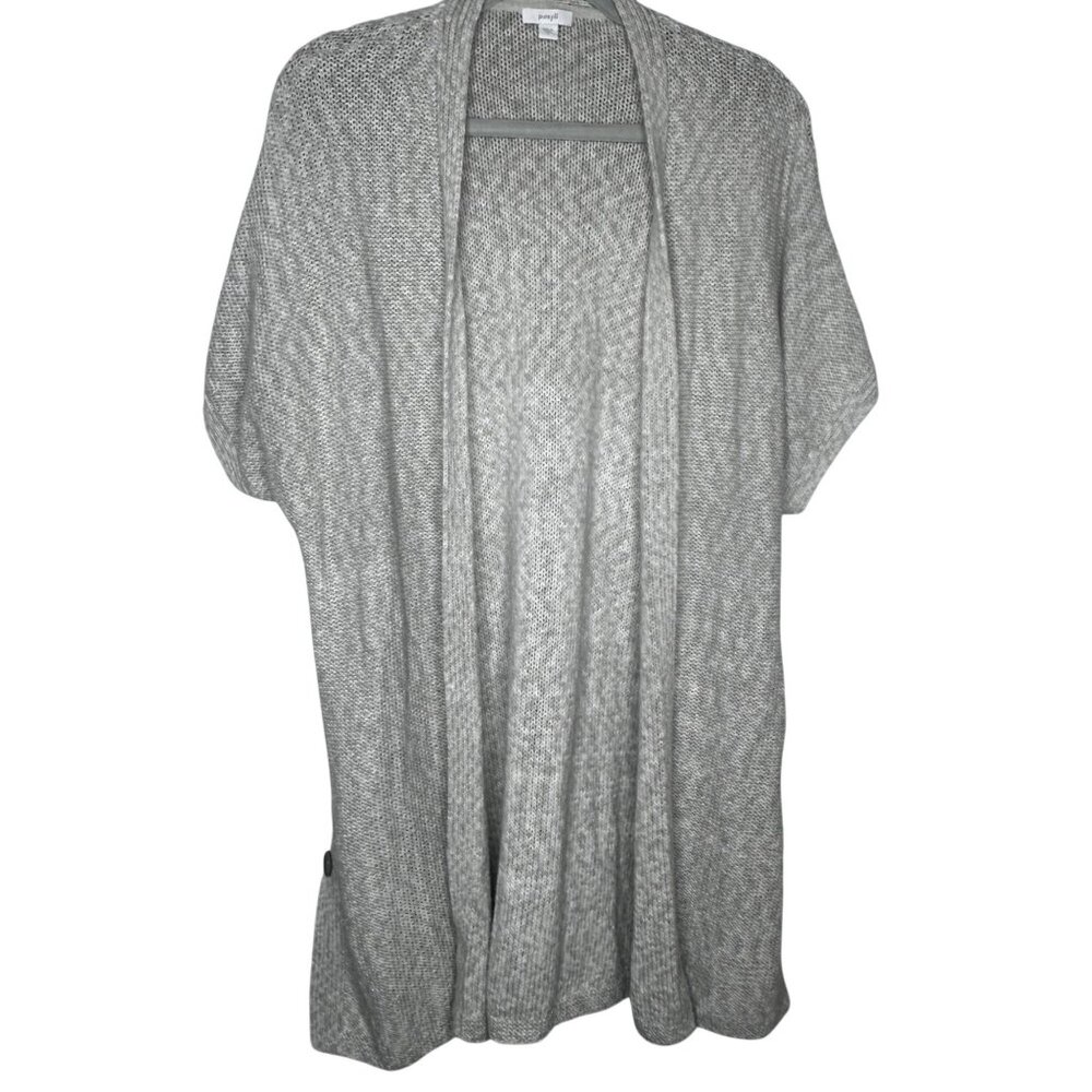 Pure Jill Womens Open Front Knit Cardigan S Gray 100% Cotton Neutral Minimal